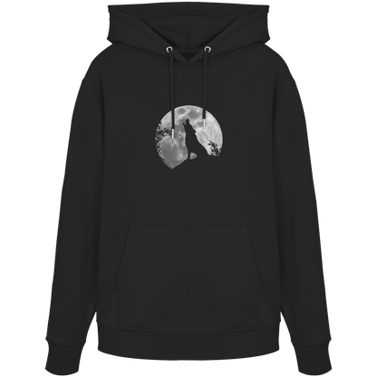 Heulender Wolf Silhouette vor Vollmond - Organic Hoodie