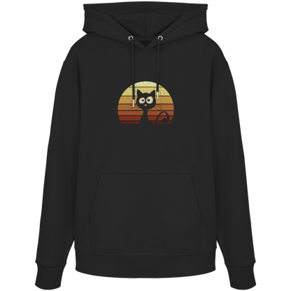 Katze vor Retro Sonnenuntergang - Organic Hoodie
