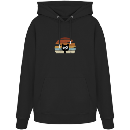 Retro schwarze Katze vor Sonnenuntergang - Organic Hoodie