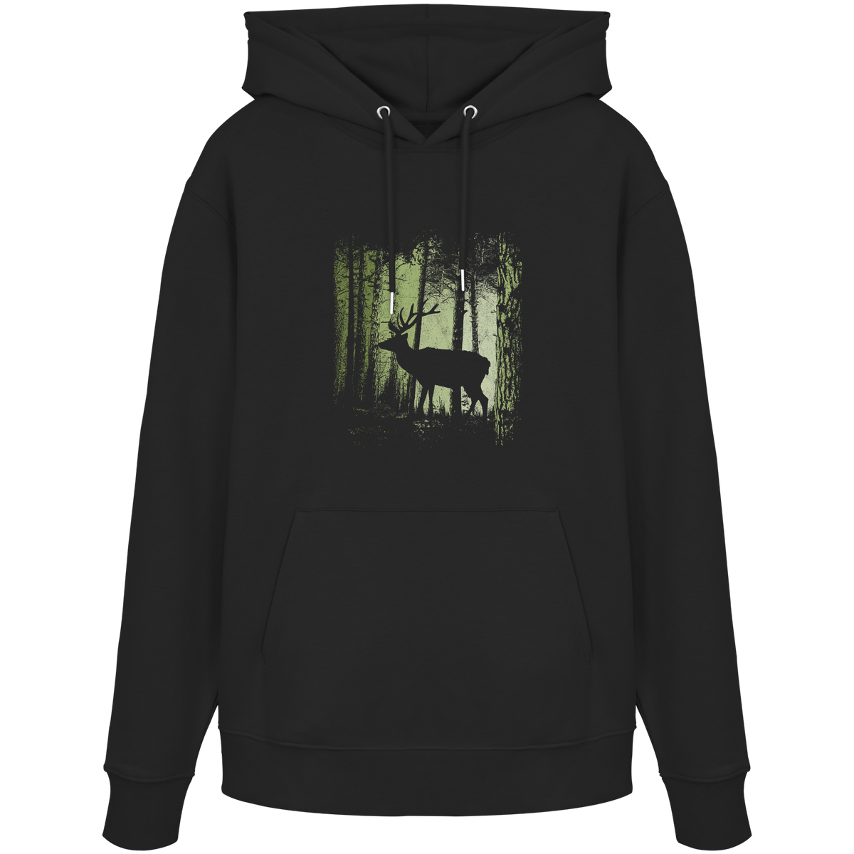 Hirsch im Zwielicht Wald - Organic Hoodie