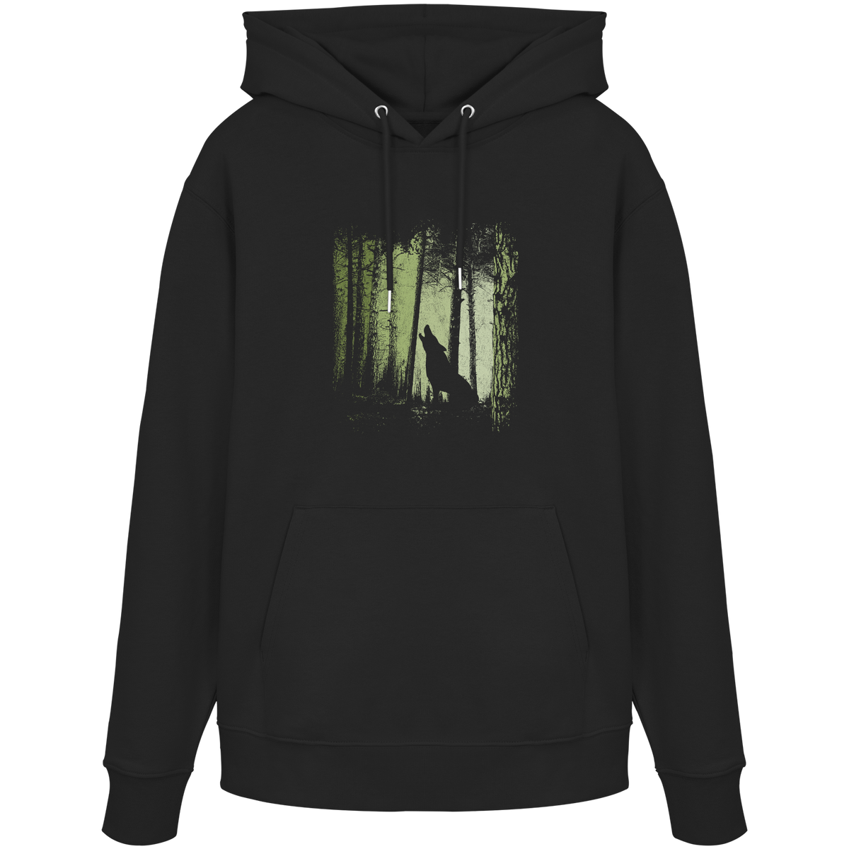 Einsamer Wolf im Zwielicht Wald  - Organic Hoodie
