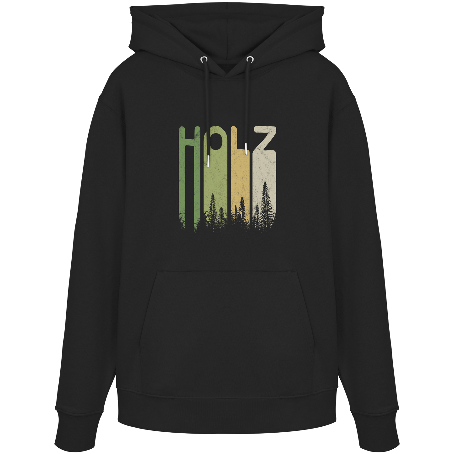 Holz Retro Wald Schriftzug - Organic Hoodie
