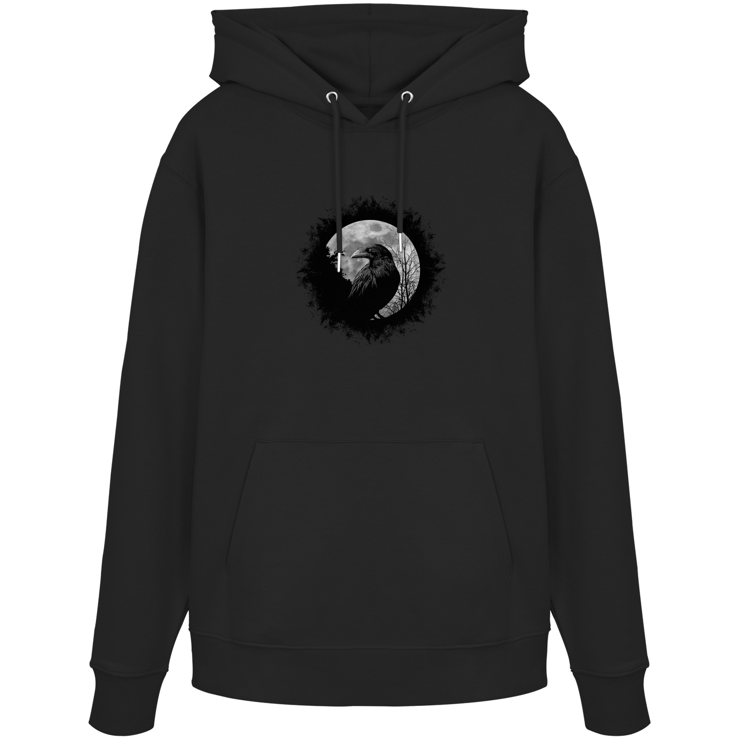 Schwarzer Rabe bei Vollmond  - Organic Hoodie