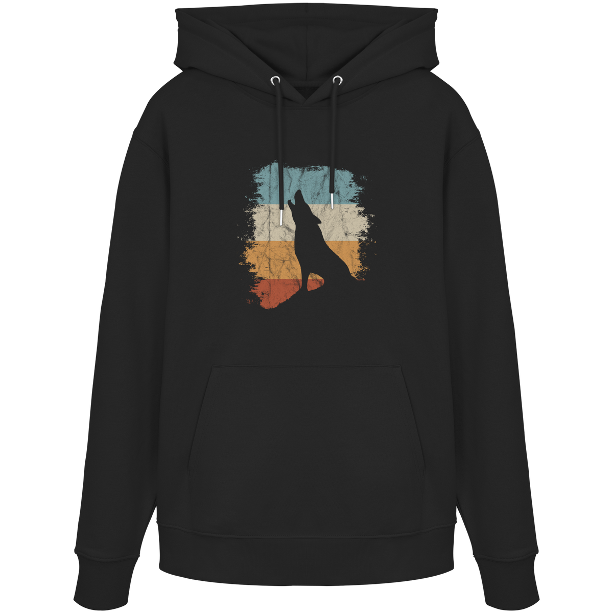 Retro Style lässig heulender Wolf  - Organic Hoodie