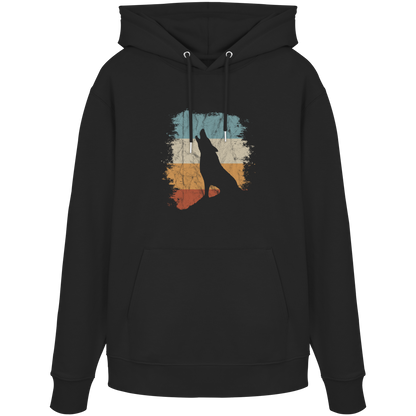 Retro Style lässig heulender Wolf  - Organic Hoodie