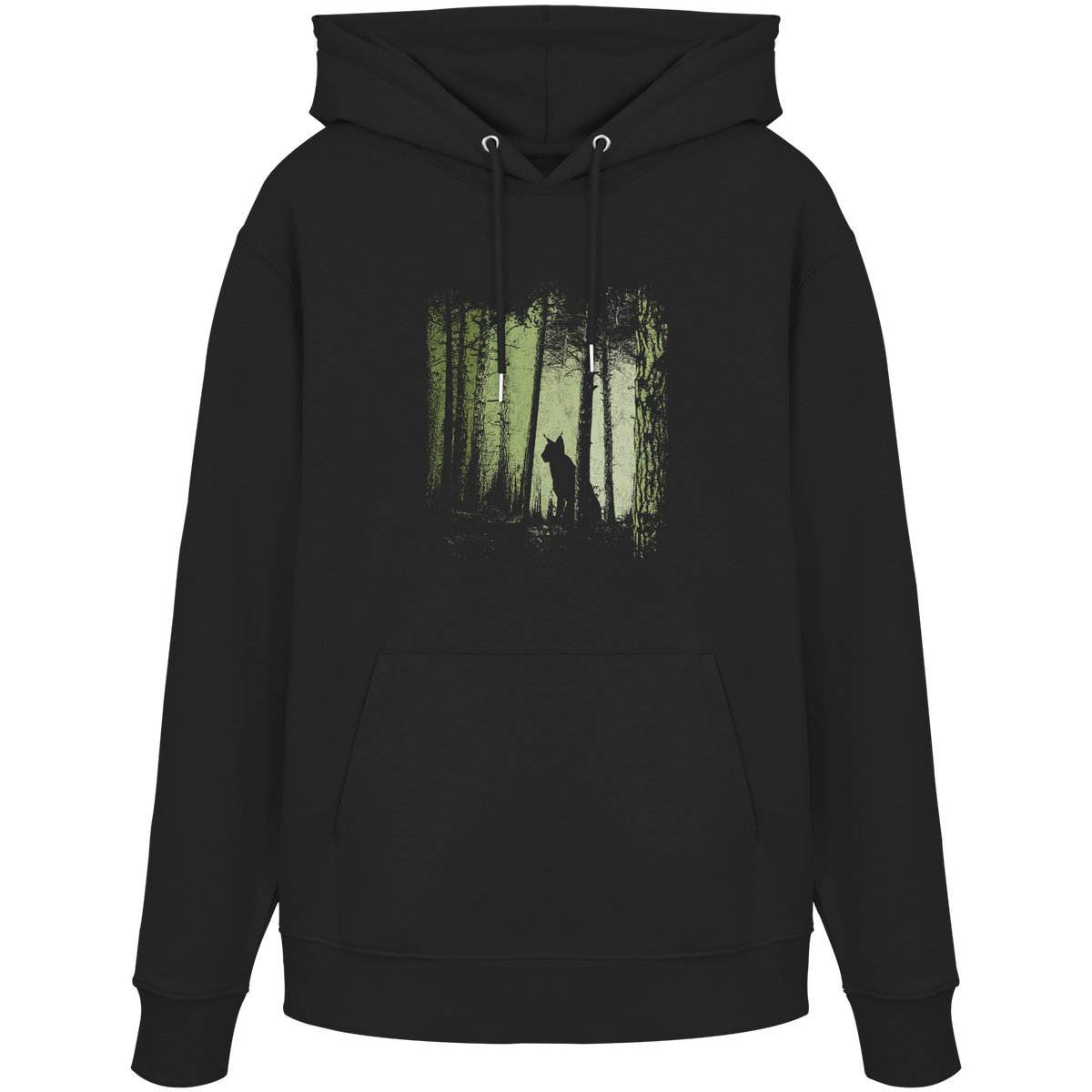 Luchs Wildkatze im Zwielicht Wald - Organic Hoodie