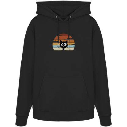 Retro schwarze Katze vor Sonnenuntergang - Organic Hoodie