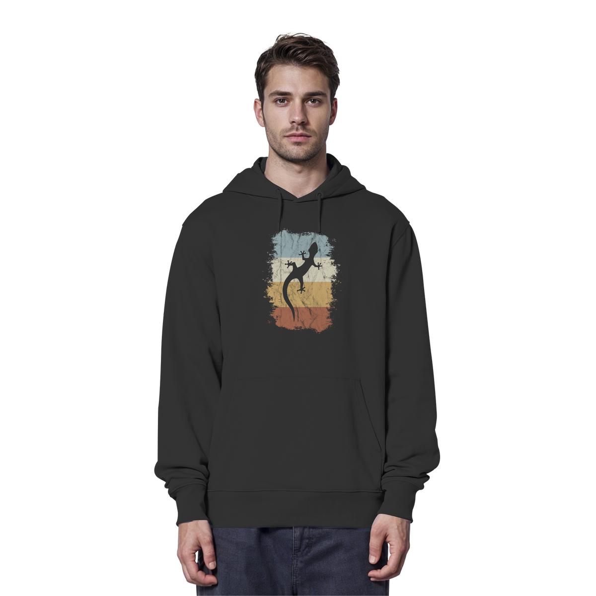 Retro Gecko Salamander Silhouette - Organic Hoodie