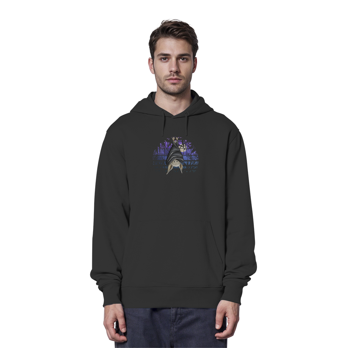 Fledermaus in blauer Nacht - Organic Hoodie