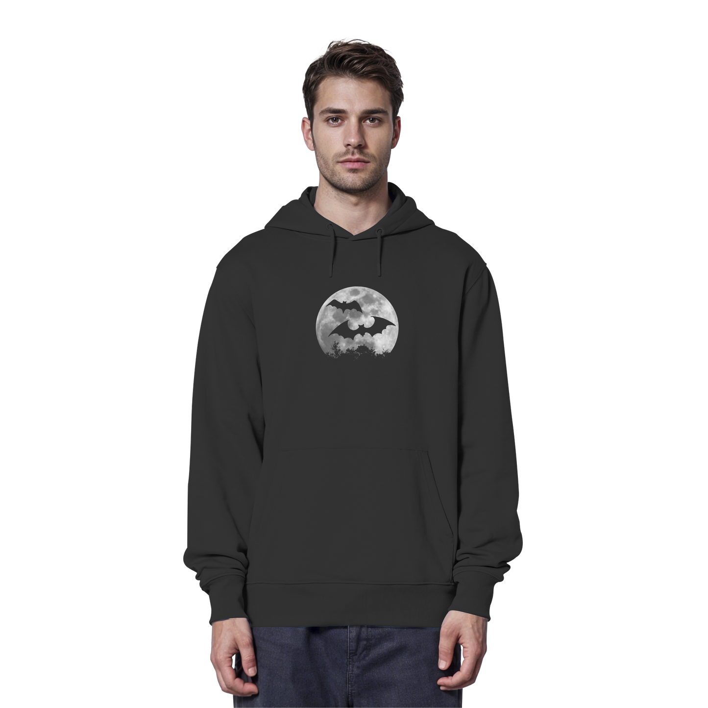 Fledermaus Silhouetten bei Vollmond - Organic Hoodie