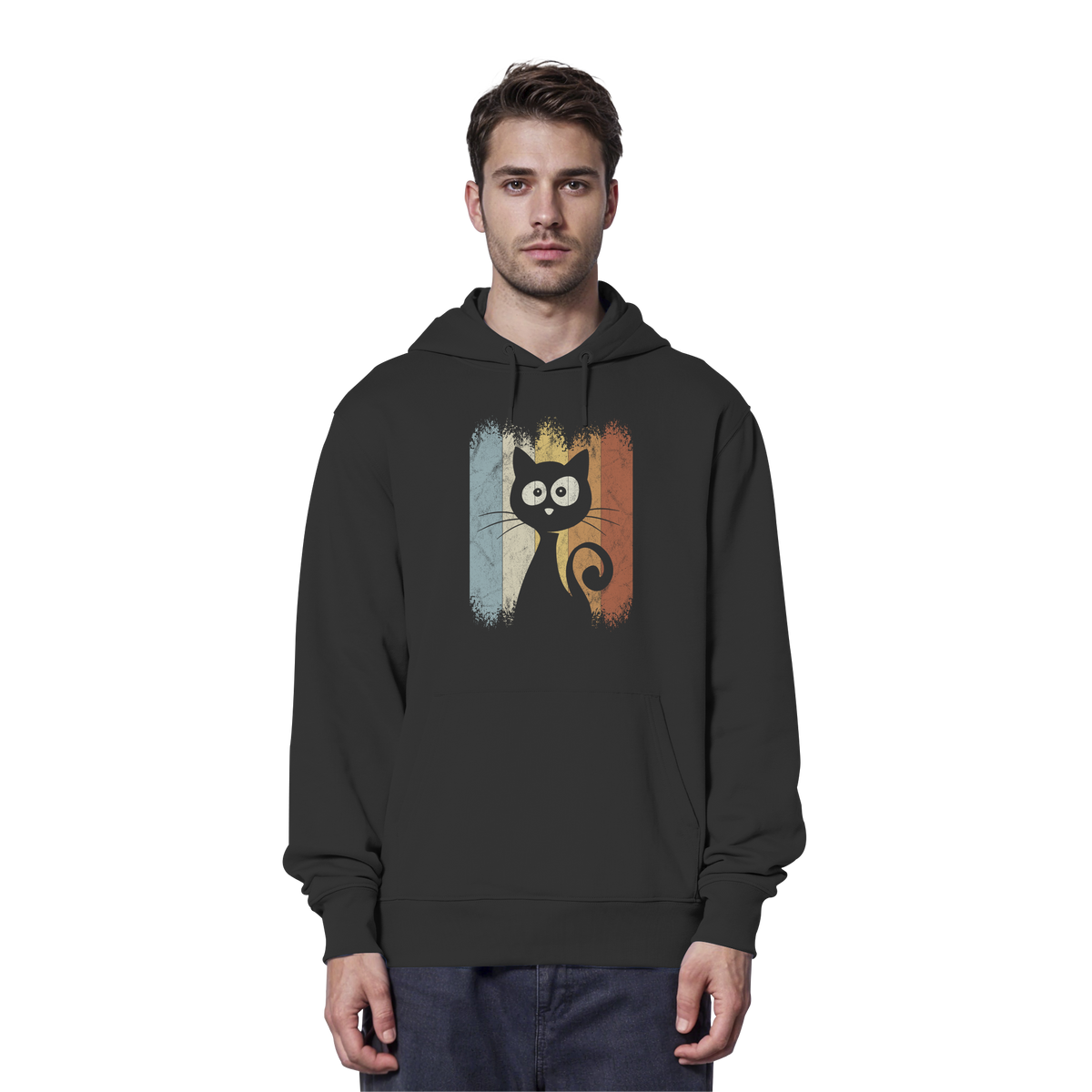 Retro Katze Silhouette - Organic Hoodie