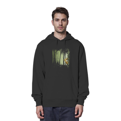 Comic Bär versteckt im Zwielicht Wald - Organic Hoodie