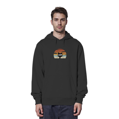 Retro schwarze Katze vor Sonnenuntergang - Organic Hoodie