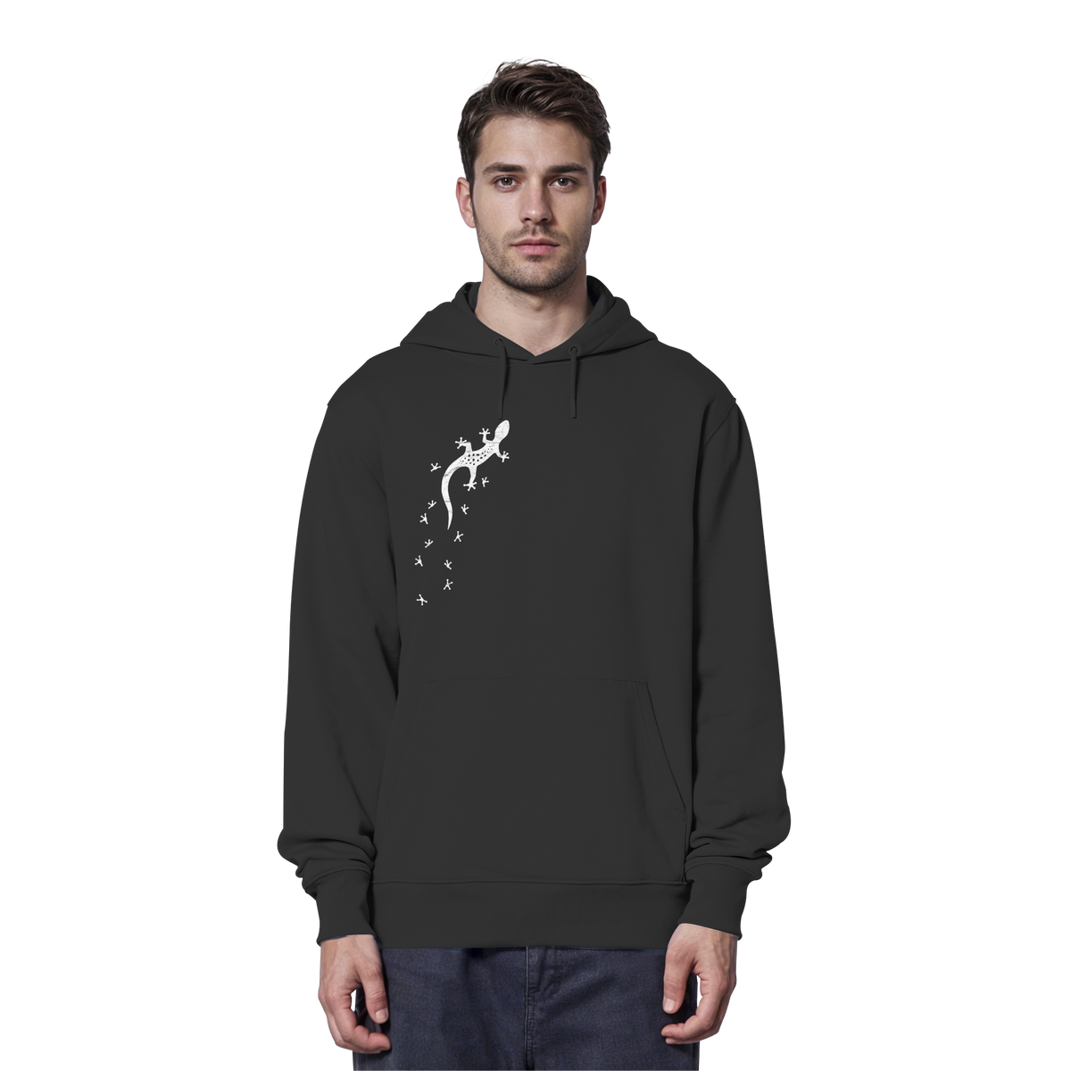 Gecko Eidechse Silhouette hell - Organic Hoodie