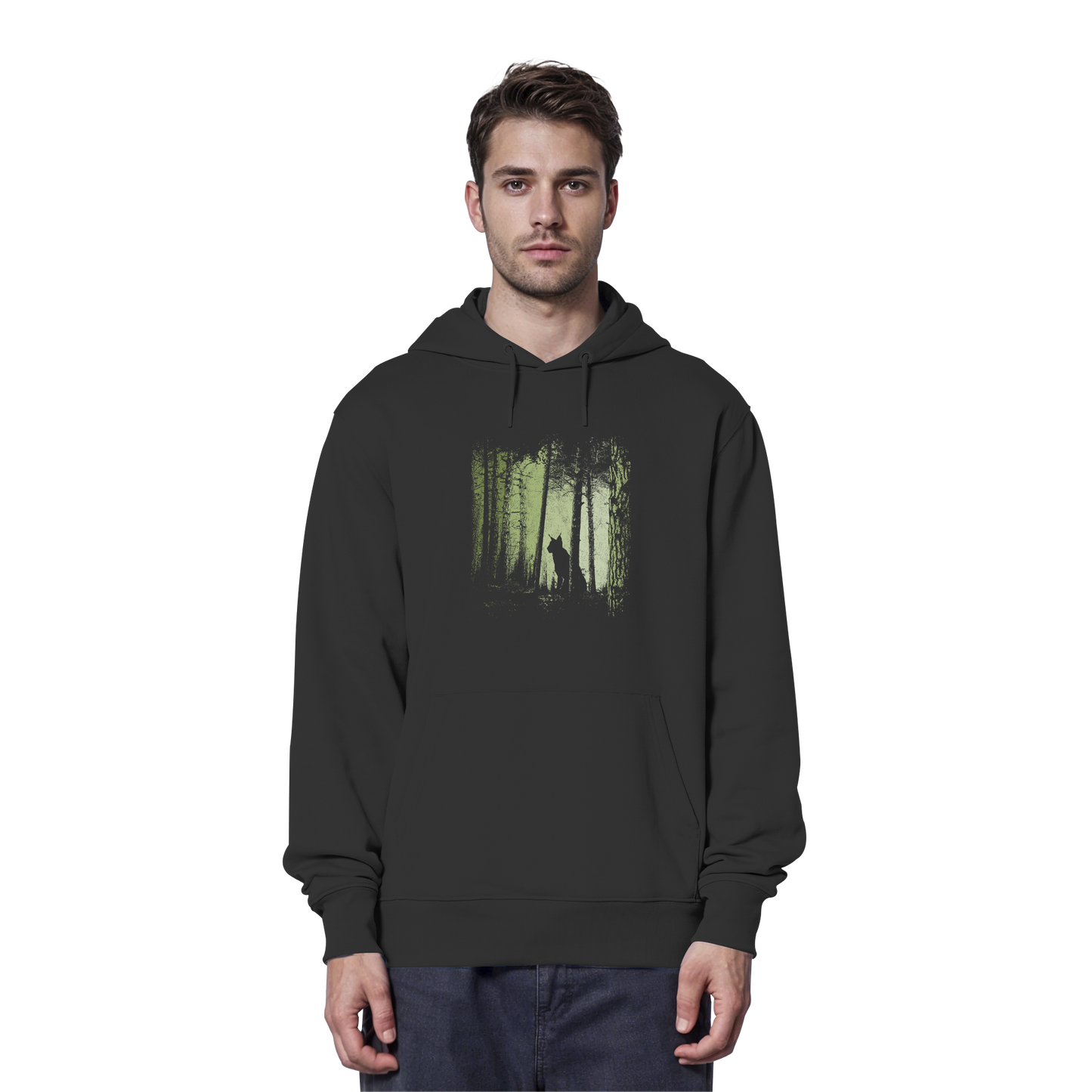 Luchs Wildkatze im Zwielicht Wald - Organic Hoodie