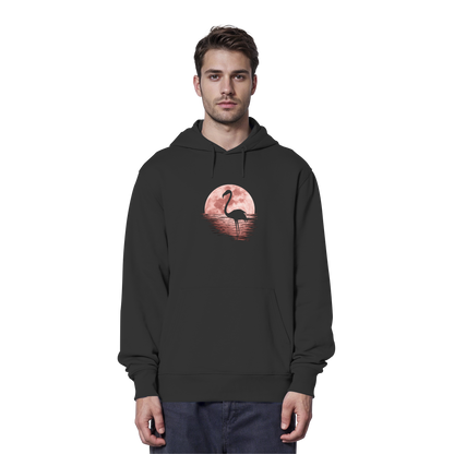 Rosa Vollmond Flamingo - Organic Hoodie