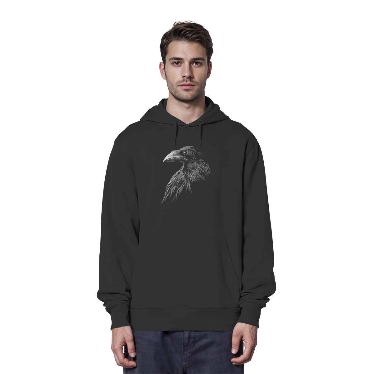 Kritzelkunst Rabe Krähe - Organic Hoodie