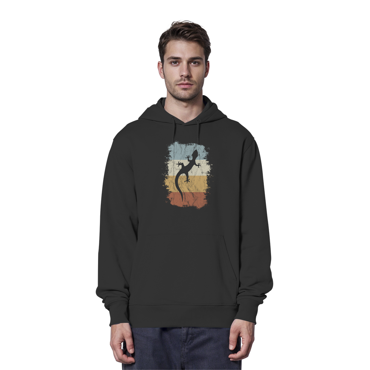 Retro Gecko Salamander Silhouette - Organic Hoodie