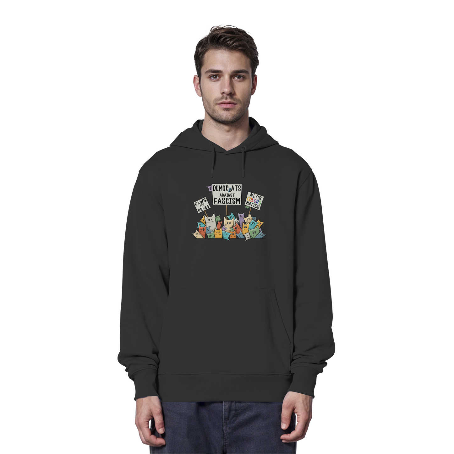 Demo-Katzen gegen Faschismus und für Vielfalt - Organic Hoodie