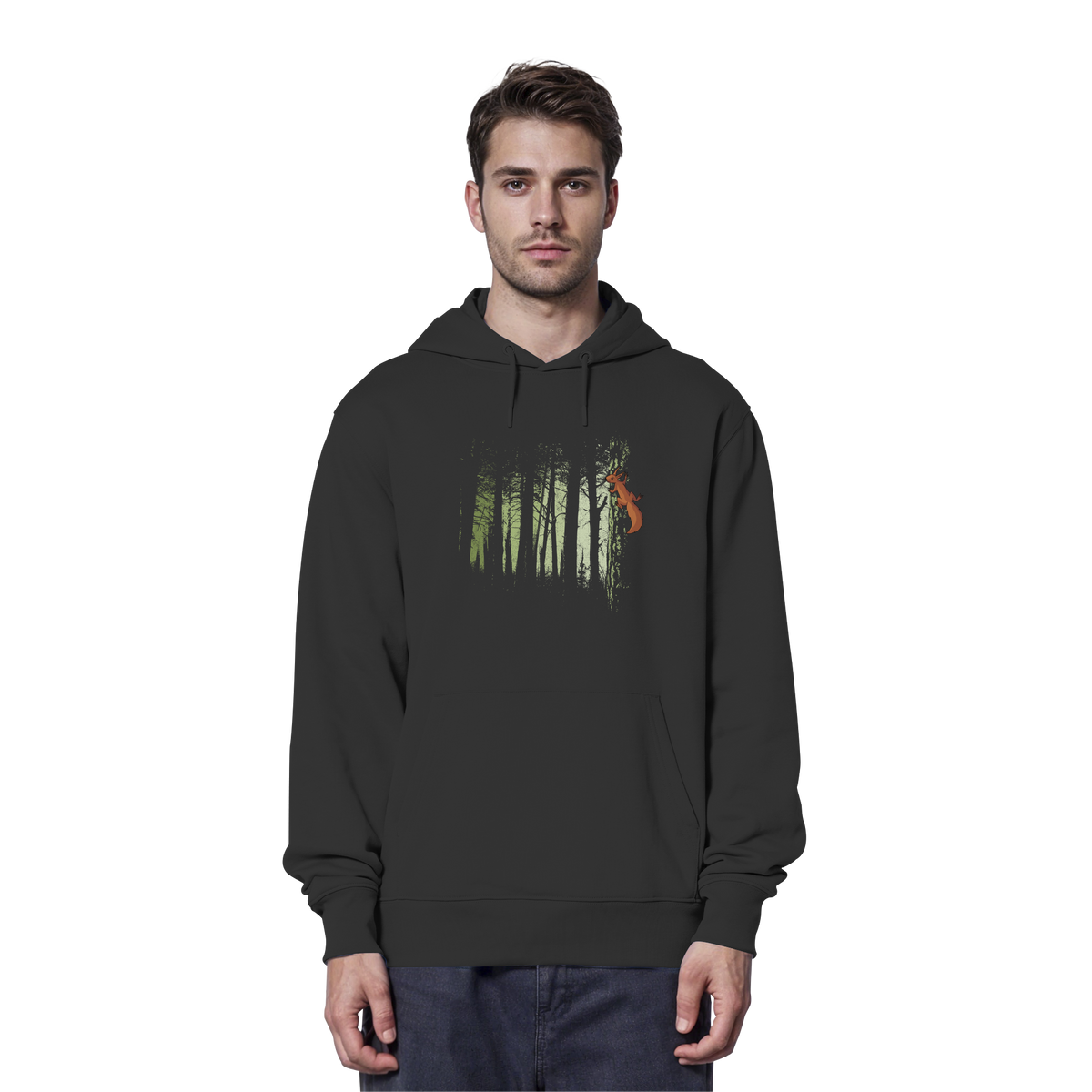 Eichhörnchen im Zwielicht-Wald - Organic Hoodie