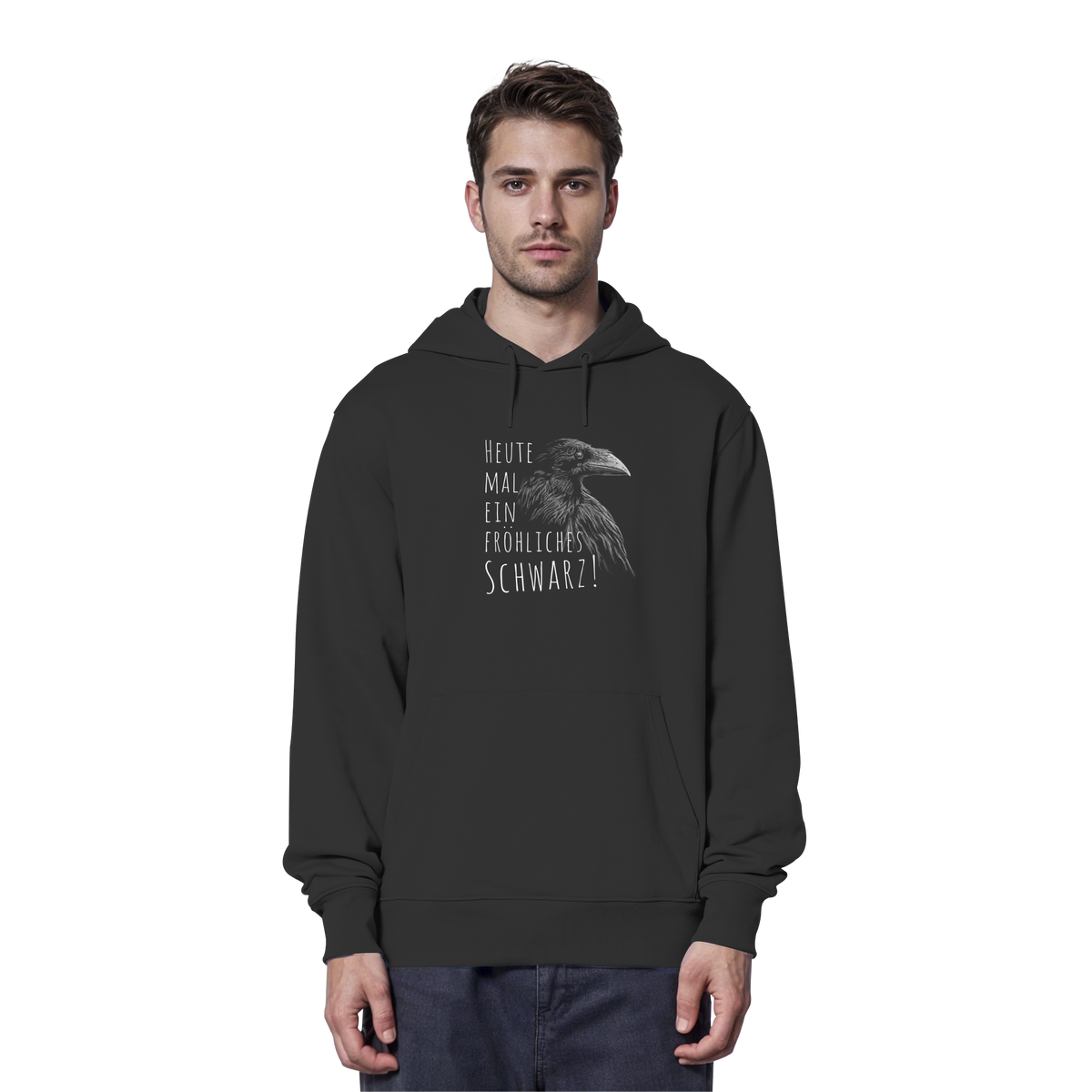 fröhlicher schwarzer Rabe - Organic Hoodie