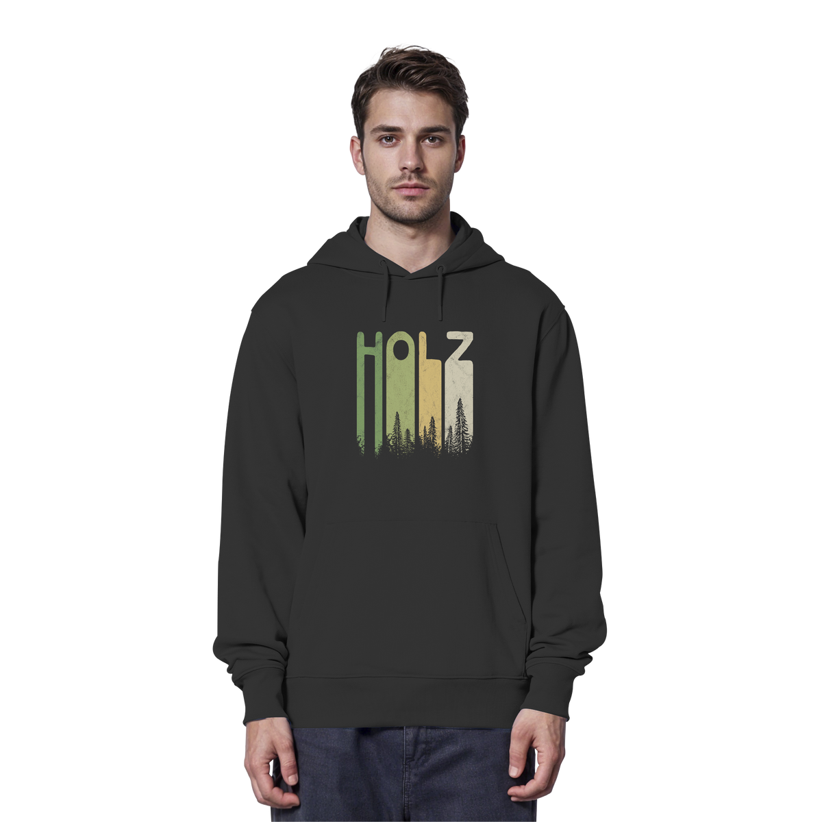 Holz Retro Wald Schriftzug - Organic Hoodie