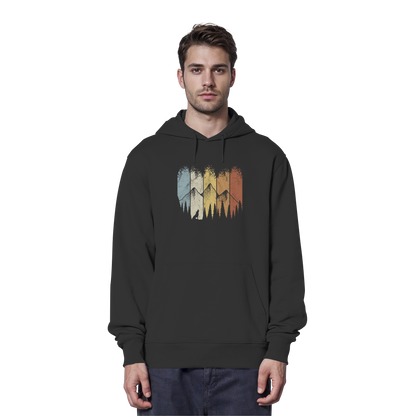 Retro Wald, Berge und Wolf  - Organic Hoodie