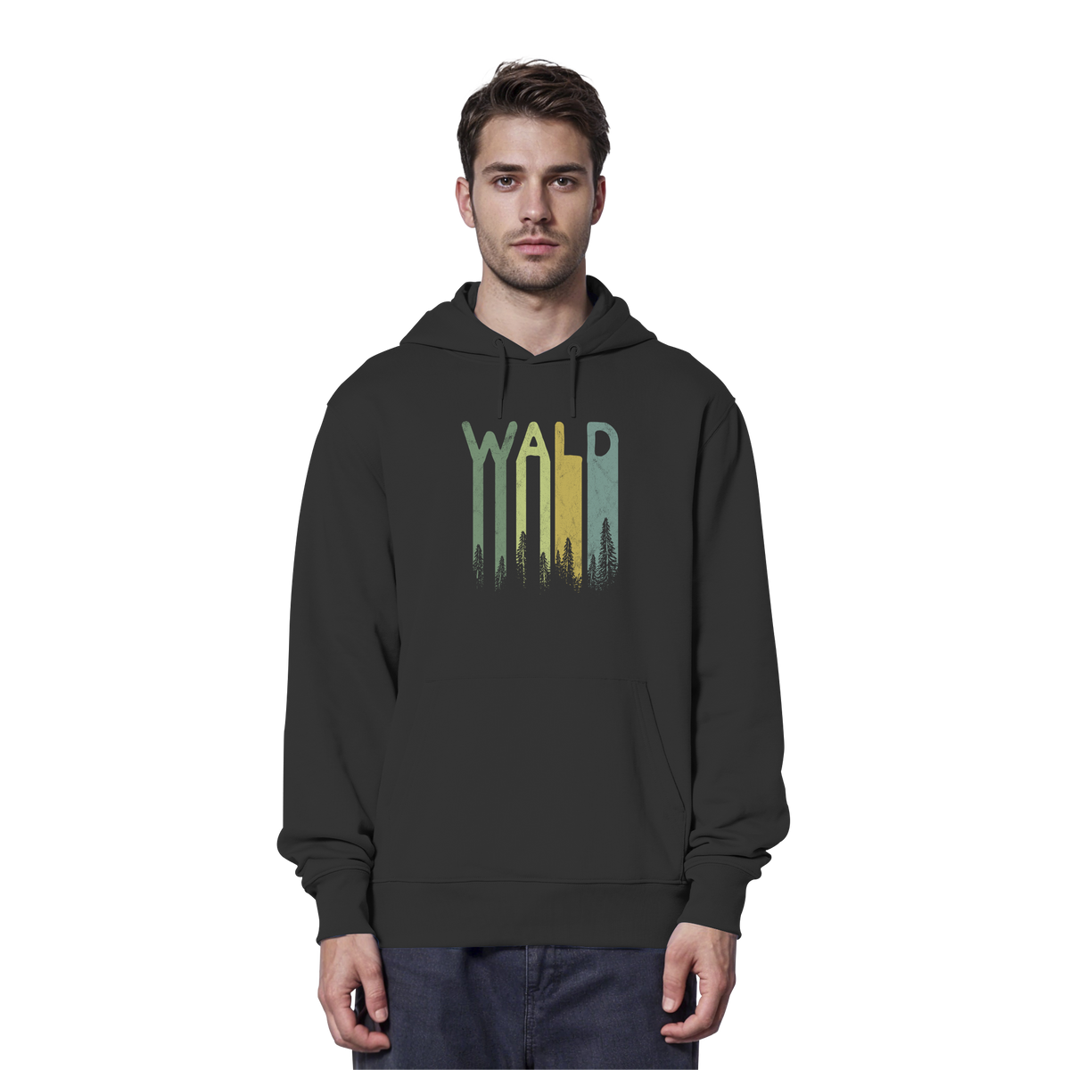 Wald Retro Forst Schriftzug - Organic Hoodie