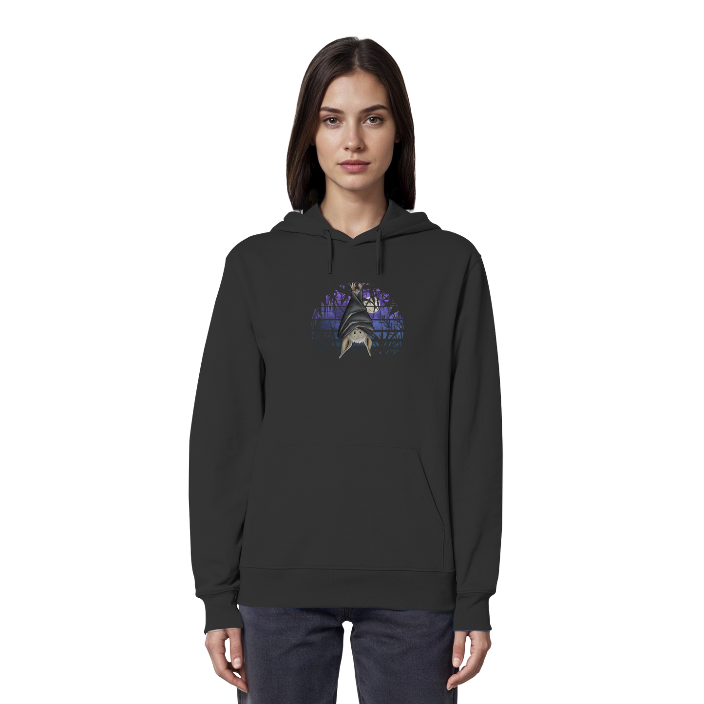 Fledermaus in blauer Nacht - Organic Hoodie