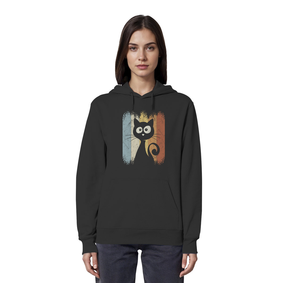 Retro Katze Silhouette - Organic Hoodie