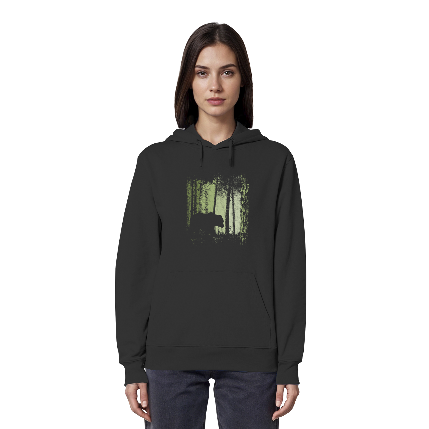 Braunbär im Zwielicht Wald - Organic Hoodie