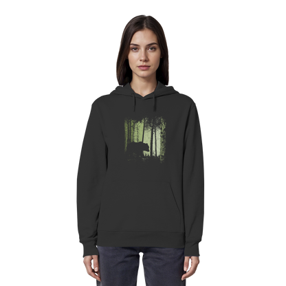 Braunbär im Zwielicht Wald - Organic Hoodie