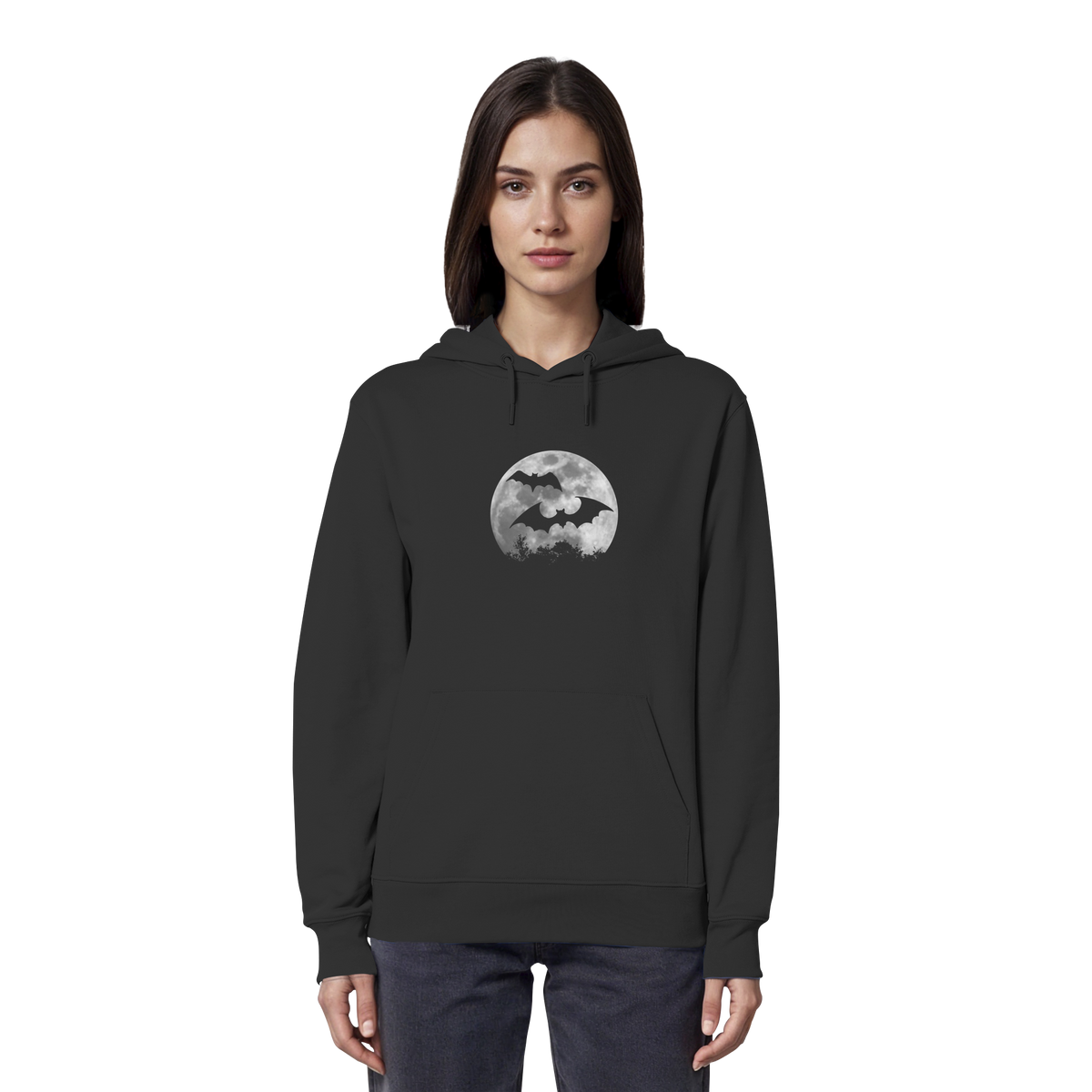 Fledermaus Silhouetten bei Vollmond - Organic Hoodie
