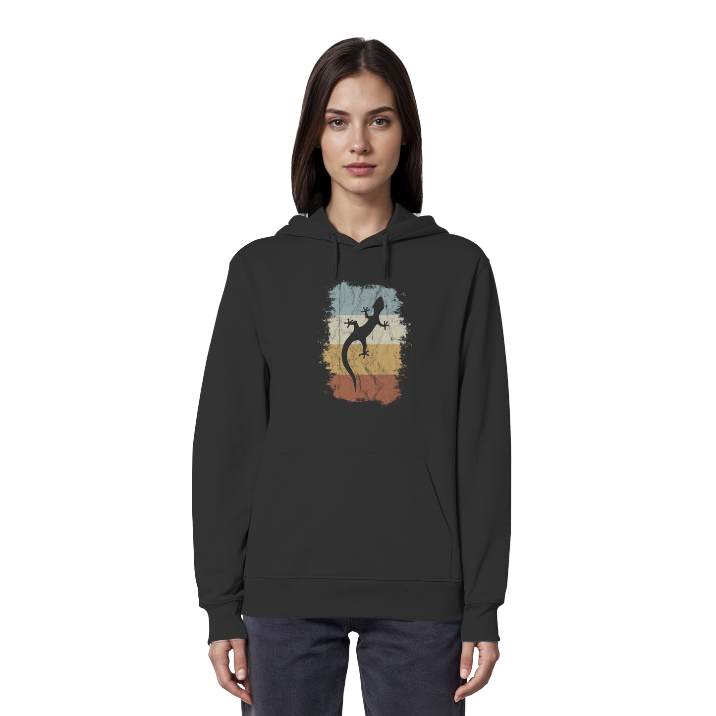 Retro Gecko Salamander Silhouette - Organic Hoodie