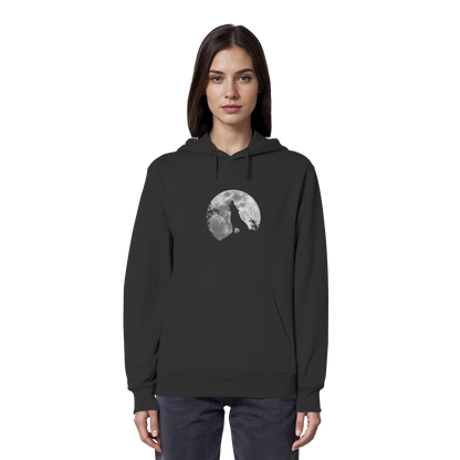 Heulender Wolf Silhouette vor Vollmond - Organic Hoodie