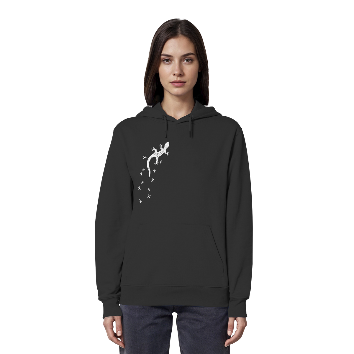 Gecko Eidechse Silhouette hell - Organic Hoodie