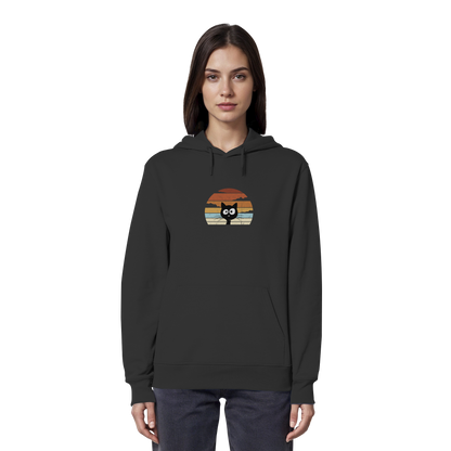 Retro schwarze Katze vor Sonnenuntergang - Organic Hoodie