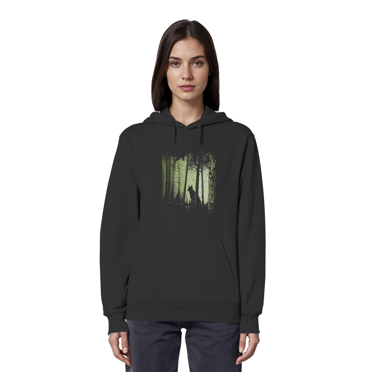 Luchs Wildkatze im Zwielicht Wald - Organic Hoodie