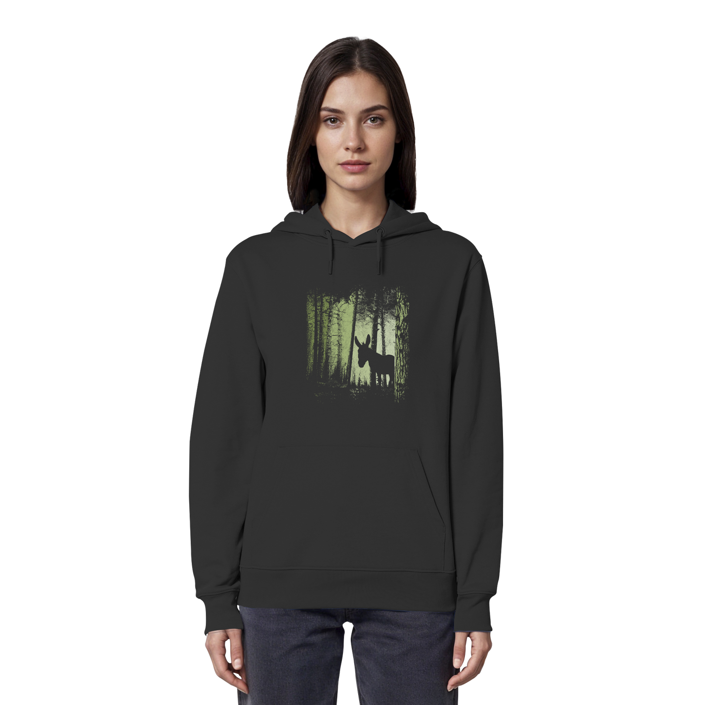 Esel im Zwielicht-Wald - Organic Hoodie