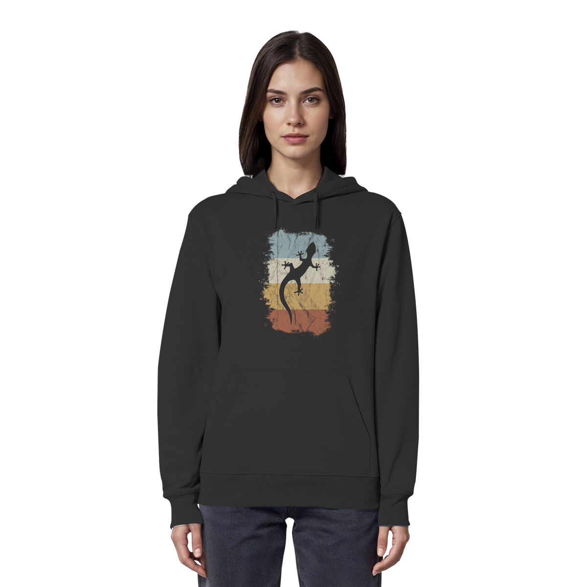 Retro Gecko Salamander Silhouette - Organic Hoodie