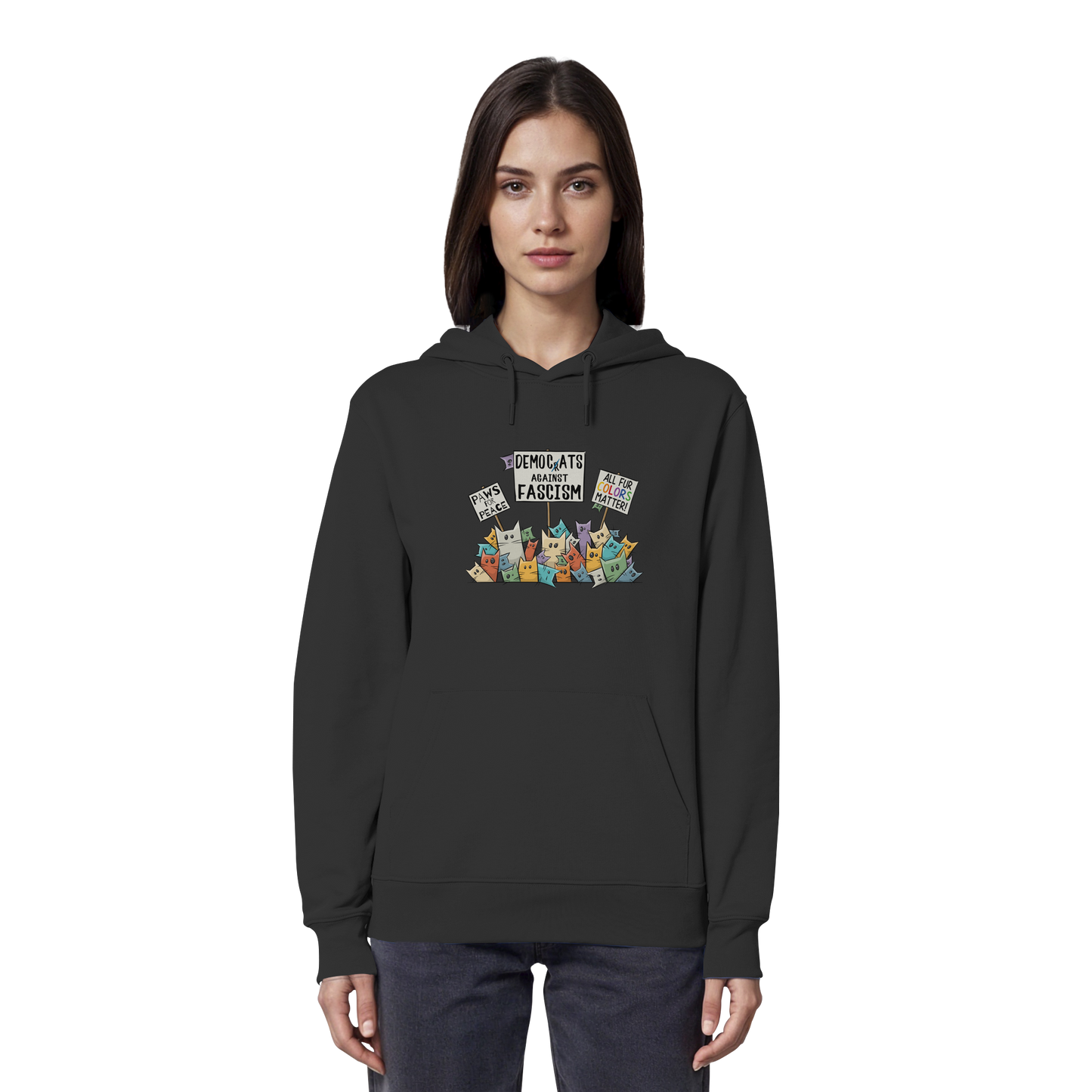 Demo-Katzen gegen Faschismus und für Vielfalt - Organic Hoodie