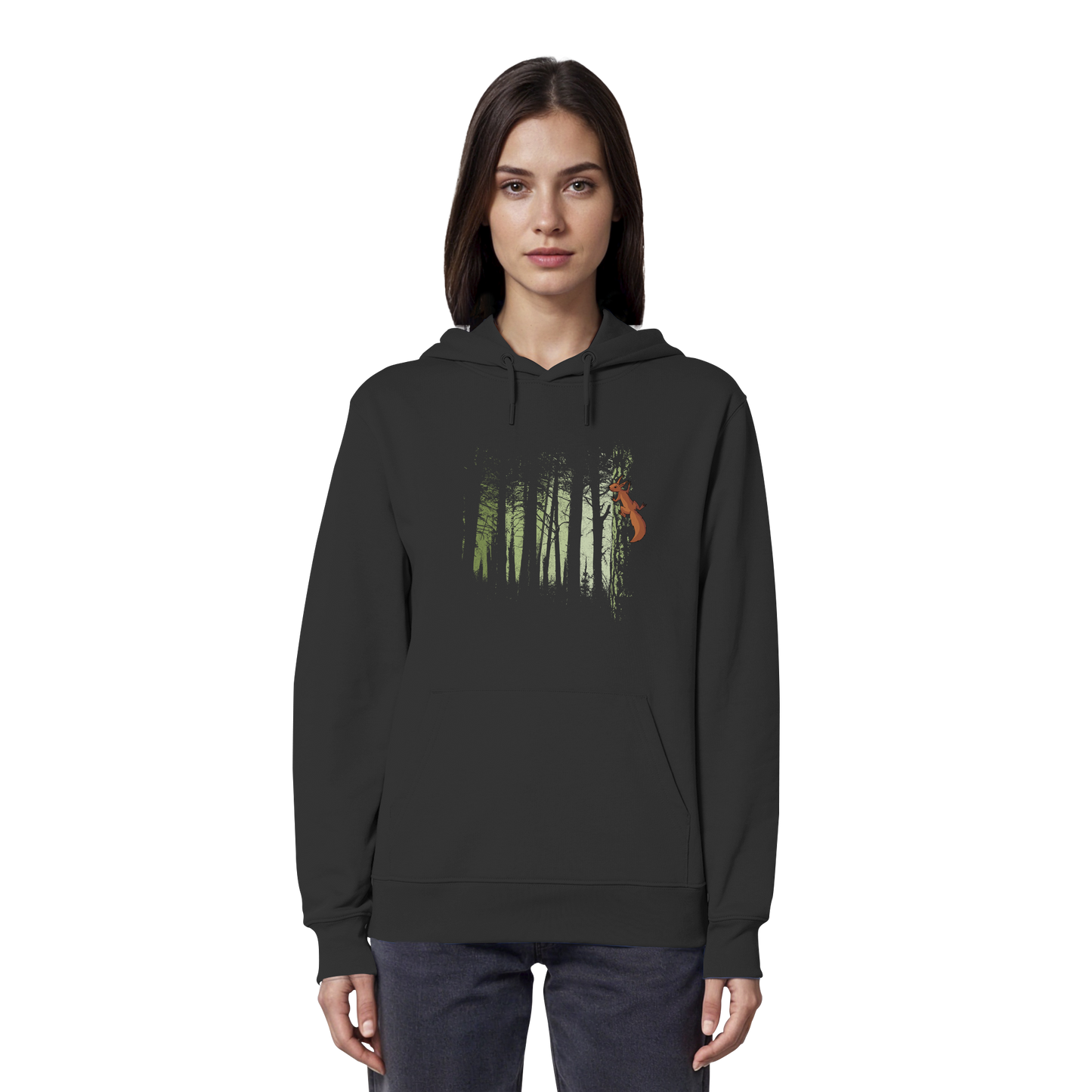 Eichhörnchen im Zwielicht-Wald - Organic Hoodie