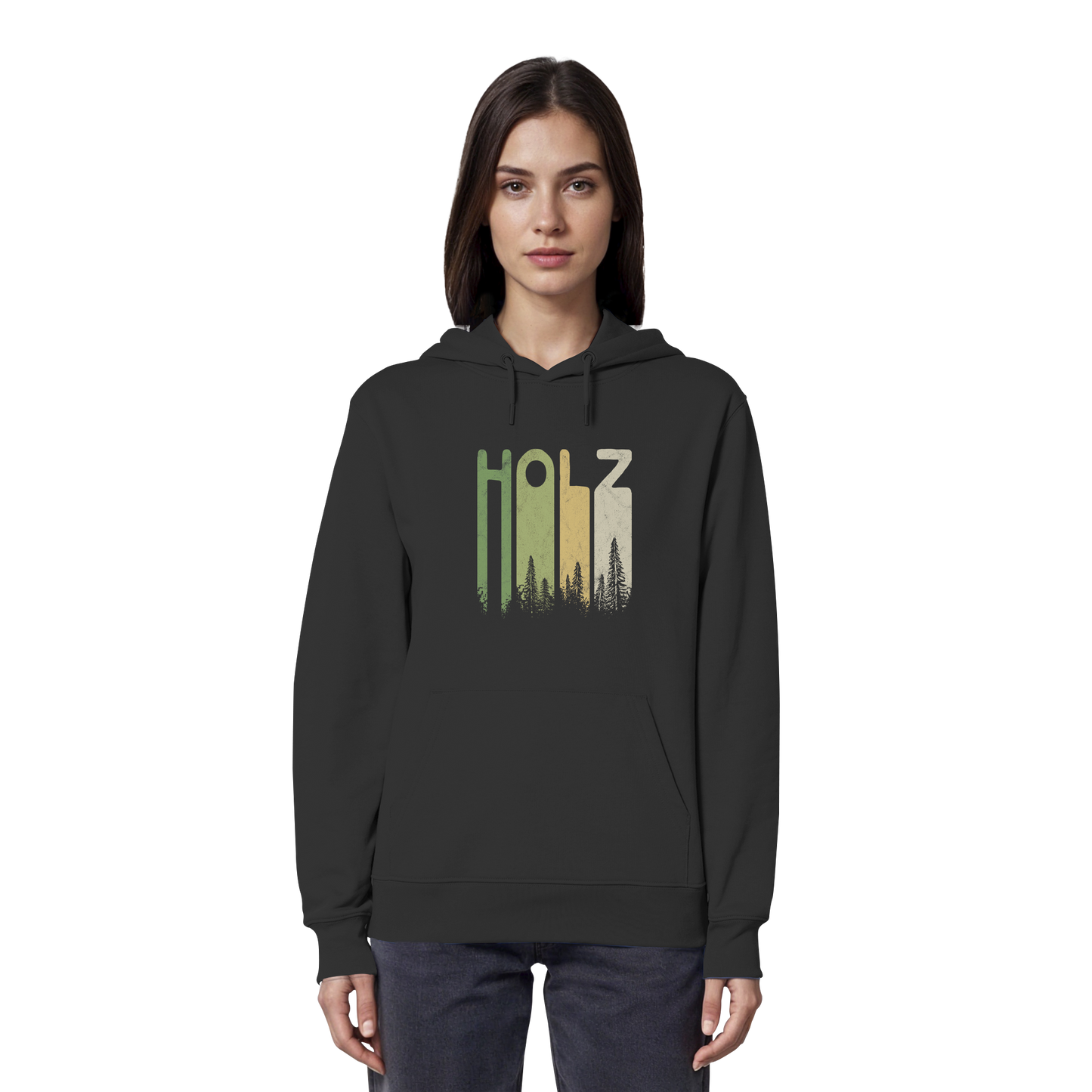 Holz Retro Wald Schriftzug - Organic Hoodie