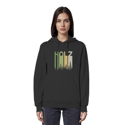 Holz Retro Wald Schriftzug - Organic Hoodie