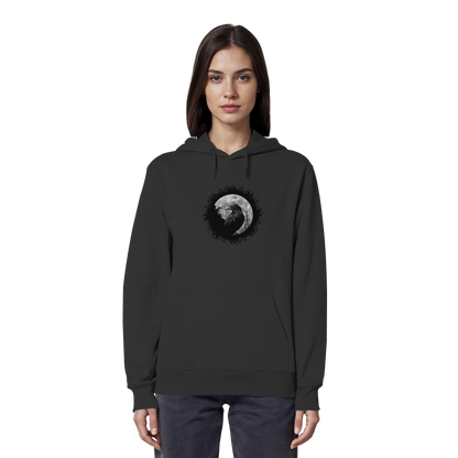 Schwarzer Rabe bei Vollmond  - Organic Hoodie