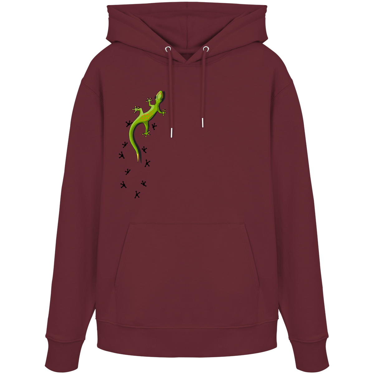 Kletternder Gecko mit Spuren - Organic Hoodie