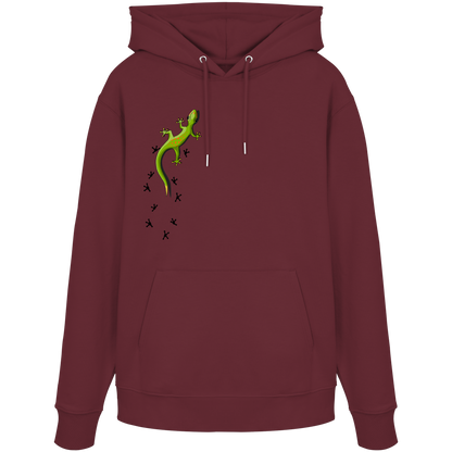 Kletternder Gecko mit Spuren - Organic Hoodie