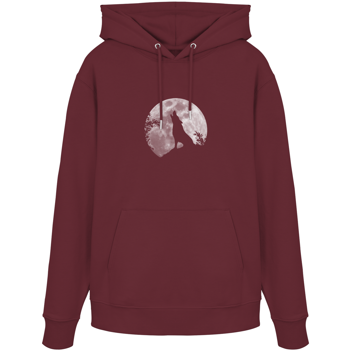 Heulender Wolf Silhouette vor Vollmond - Organic Hoodie