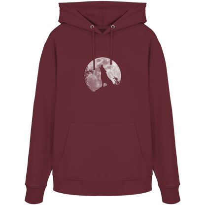 Heulender Wolf Silhouette vor Vollmond - Organic Hoodie