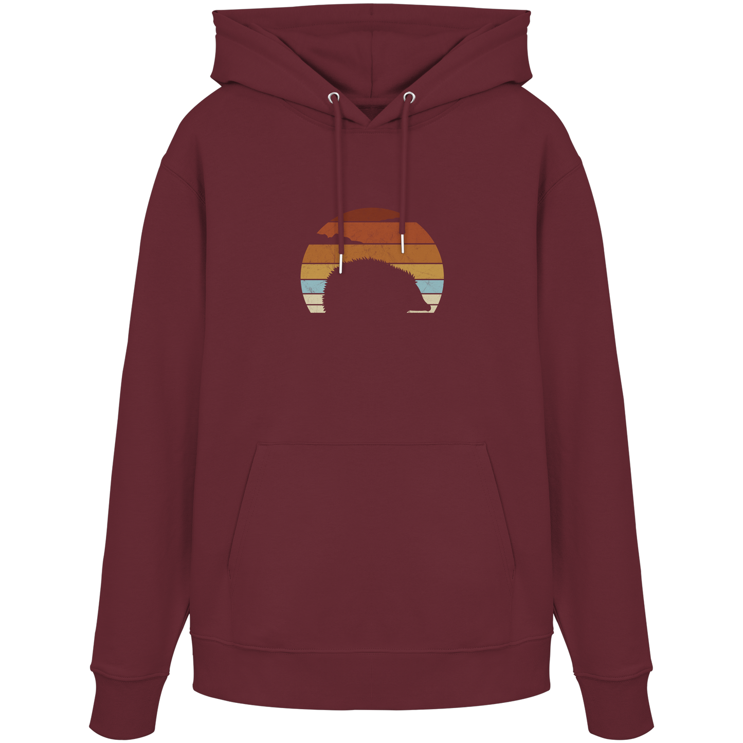 Retro Igel Silhouette im Sonnenuntergang - Organic Hoodie
